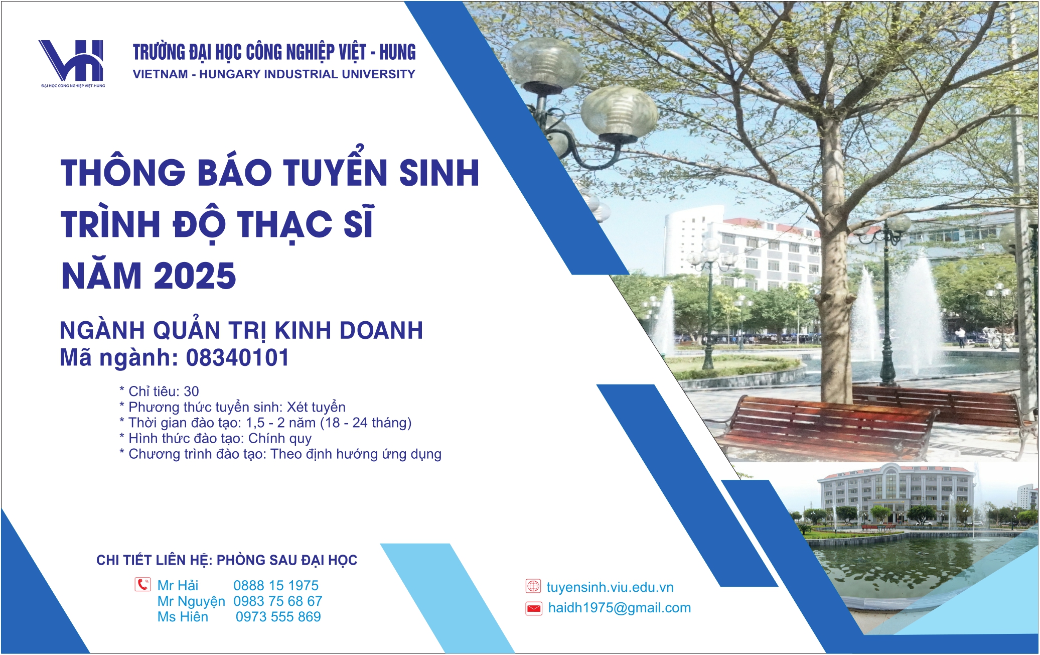 Thông báo tuyển sinh thạc sĩ ngành Quản trị kinh doanh (mã ngành 8340101)